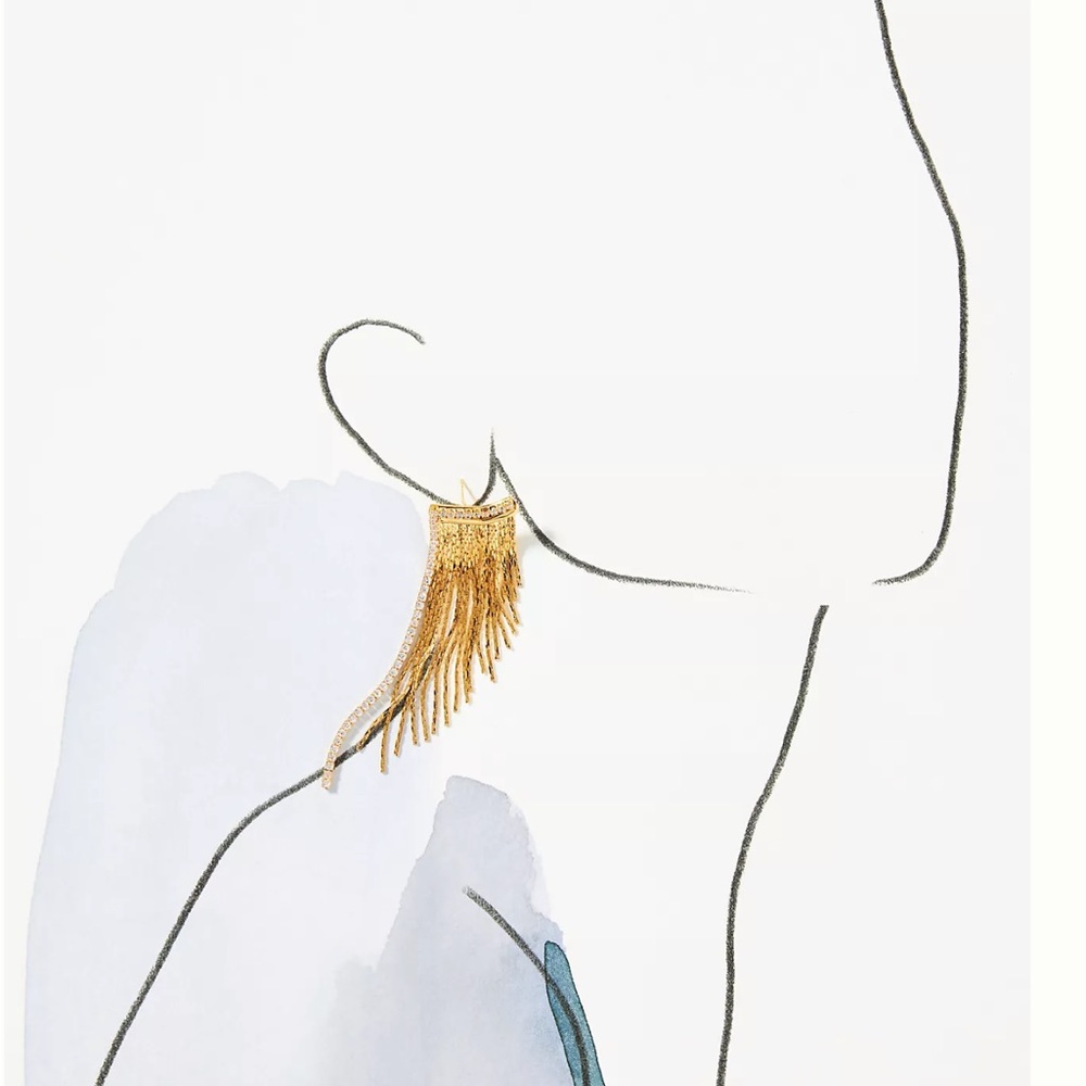 Anthropologie Asymmetrical Fringe Earrings